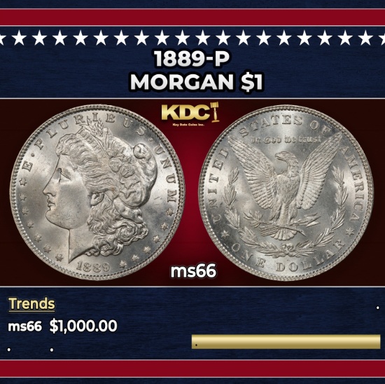 1889-p Morgan Dollar $1 ms66 SEGS