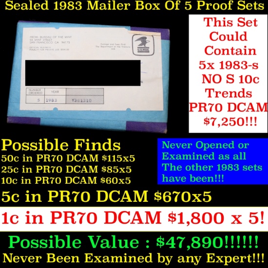 Original sealed box 5- 1983 United States Mint Proof Sets