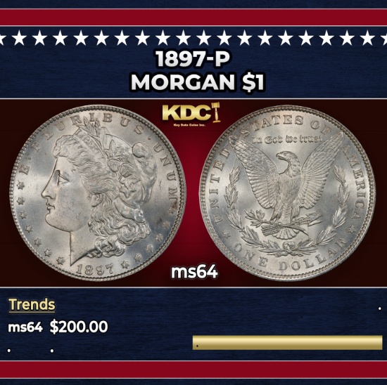 1897-p Morgan Dollar $1 Grades ms64
