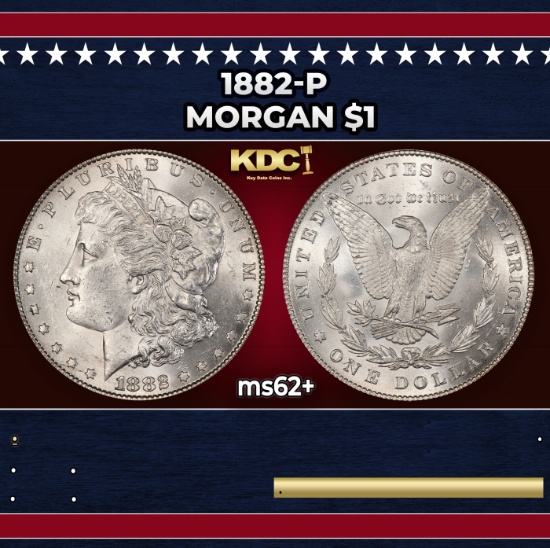1882-p Morgan Dollar $1 Grades ms62+