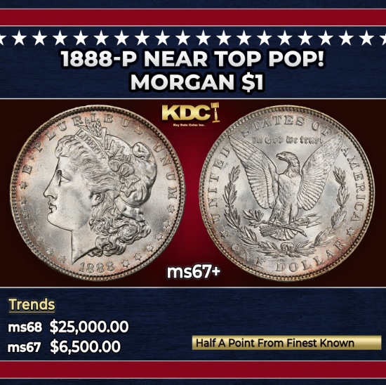 1888-p Morgan Dollar Near Top Pop! $1 ms67+ SEGS