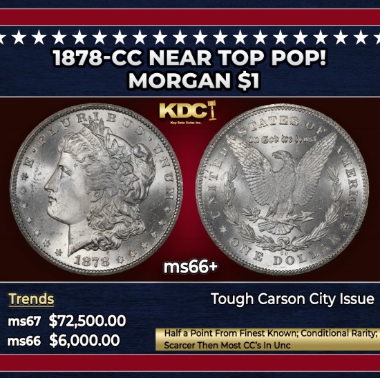 1878-cc Morgan Dollar Near Top Pop! $1 ms66+ SEGS