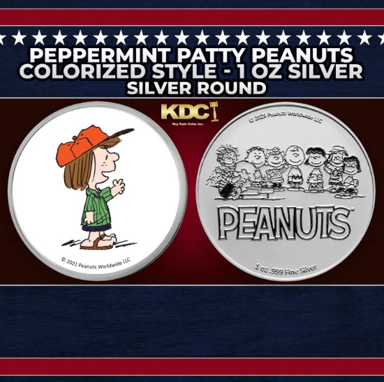 Peppermint Patty Peanuts Colorized Style - 1 oz Silver Round Round