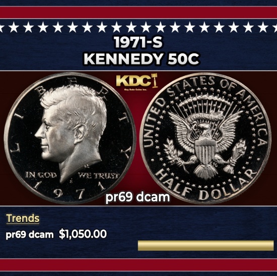 1971-s Proof Kennedy Half Dollar 50c pr69 dcam SEGS