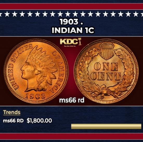 1903 Indian Cent . 1c ms66 rd SEGS