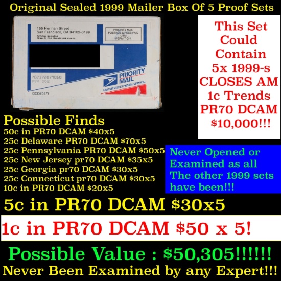Original sealed box Of 5x 1999 United States Mint Proof Set