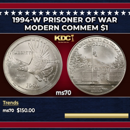 1994-w Prisoner of War Modern Commem Dollar $1 ms70 SEGS