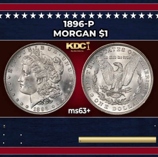 1896-p Morgan Dollar $1 Grades ms63+