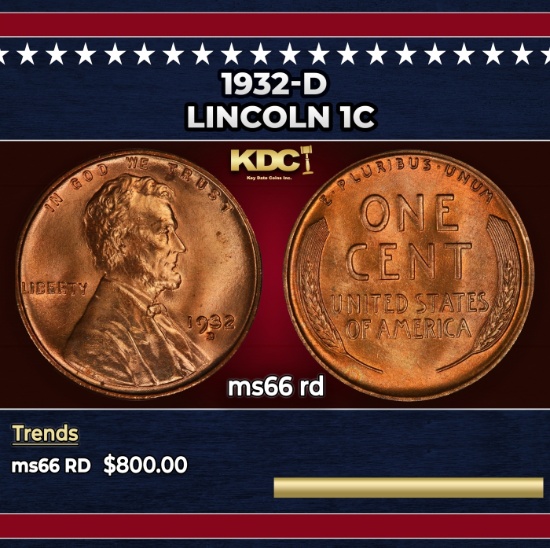 1932-d Lincoln Cent 1c Grades ms66 rd