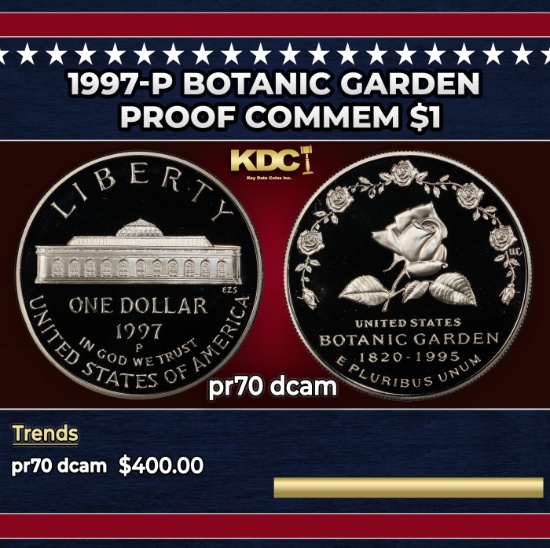 1997-P Botanic Garden Proof Modern Commem Dollar $1 pr70 dcam SEGS
