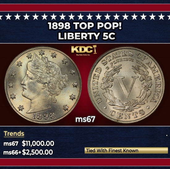 1898 Liberty Nickel TOP POP! 5c ms67 SEGS