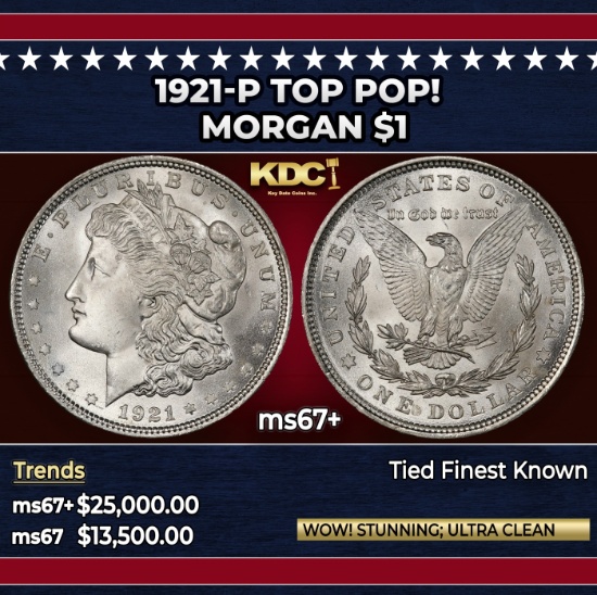 1921-p Morgan Dollar TOP POP! $1 ms67+ SEGS