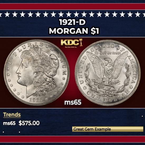 1921-d Morgan Dollar $1 Grades ms65