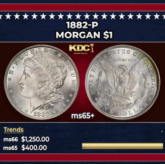 1882-p Morgan Dollar $1 Grades ms65+