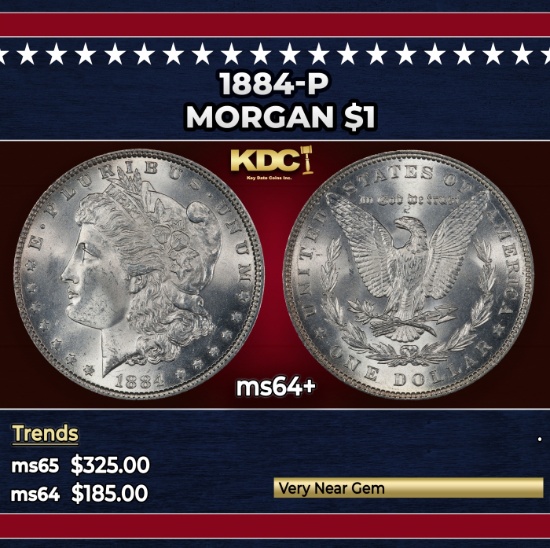1884-p Morgan Dollar $1 Grades ms64+