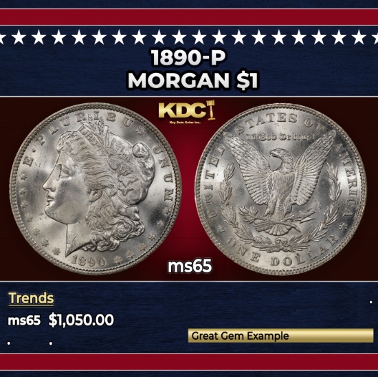 1890-p Morgan Dollar $1 ms65 SEGS
