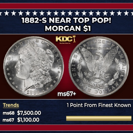 1882-s Morgan Dollar Near Top Pop! $1 ms67+ SEGS