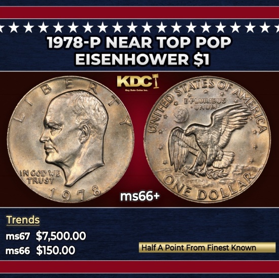 1978-p Eisenhower Dollar Near Top Pop $1 ms66+ SEGS