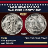 1941-p Walking Liberty Half Dollar Near Top Pop 50c ms67+ SEGS