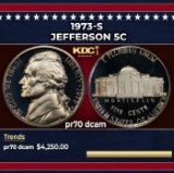 1973-s Proof Jefferson Nickel 5c pr70 dcam SEGS