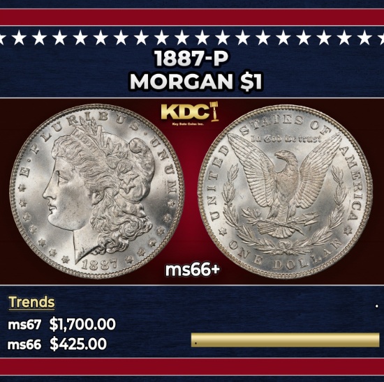1887-p Morgan Dollar $1 ms66+ SEGS