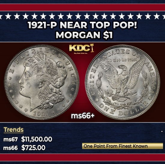 1921-p Morgan Dollar Near Top Pop! $1 ms66+ SEGS