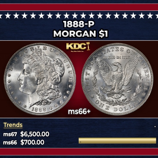 1888-p Morgan Dollar $1 ms66+ SEGS