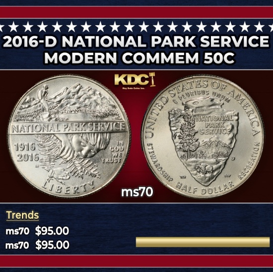 2016-d National Park Service Modern Commem Half Dollar 50c ms70 SEGS