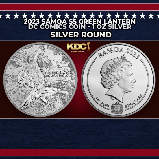 2023 Samoa $5 Green Lantern DC Comics Coin - 1 oz Silver Round Round