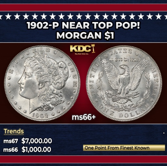 1902-p Morgan Dollar Near Top Pop! $1 ms66+ SEGS