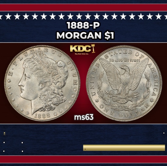 1888-p Morgan Dollar $1 Grades ms63