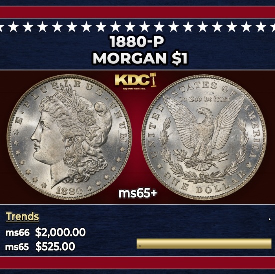 1880-p Morgan Dollar $1 ms65+ SEGS