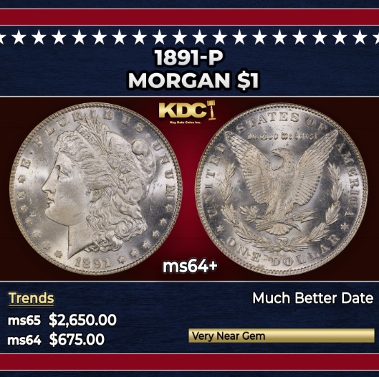 1891-p Morgan Dollar $1 ms64+ SEGS