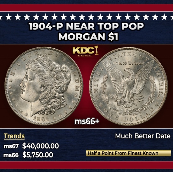 1904-p Morgan Dollar Near Top Pop $1 ms66+ SEGS