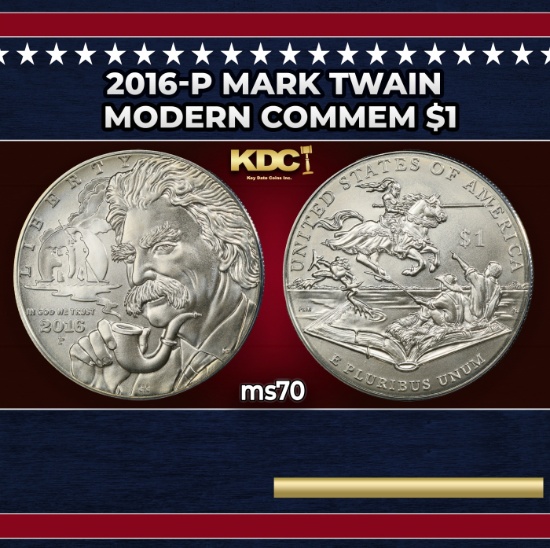 2016-p Mark Twain Modern Commem Dollar $1 ms70 SEGS