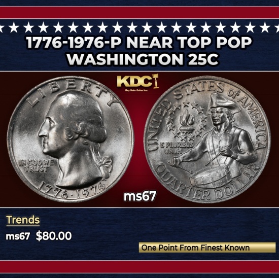 1776-1976-p Washington Quarter Near Top Pop 25c ms67 SEGS