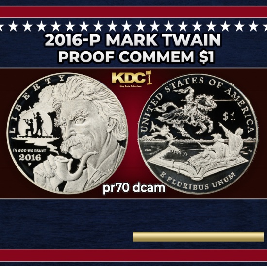 2016-p Mark Twain Proof Modern Commem Dollar $1 pr70 dcam SEGS