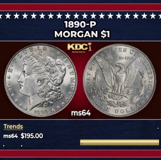 1890-p Morgan Dollar $1 Grades ms64
