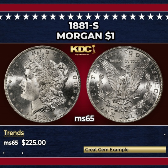 1881-s Morgan Dollar $1 Grades ms65