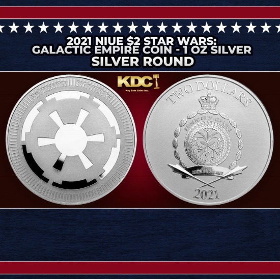 2021 Niue $2 Star Wars: Galactic Empire Coin - 1 oz Silver Round Round