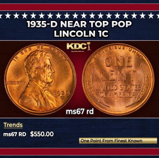 1935-d Lincoln Cent Near Top Pop 1c ms67 rd SEGS