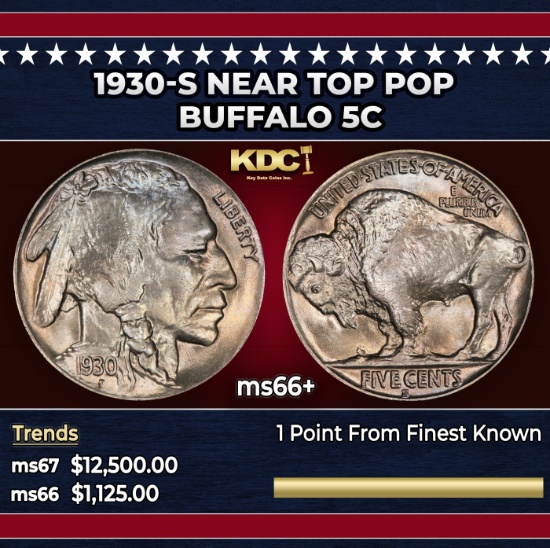 1930-s Buffalo Nickel Near Top Pop 5c ms66+ SEGS