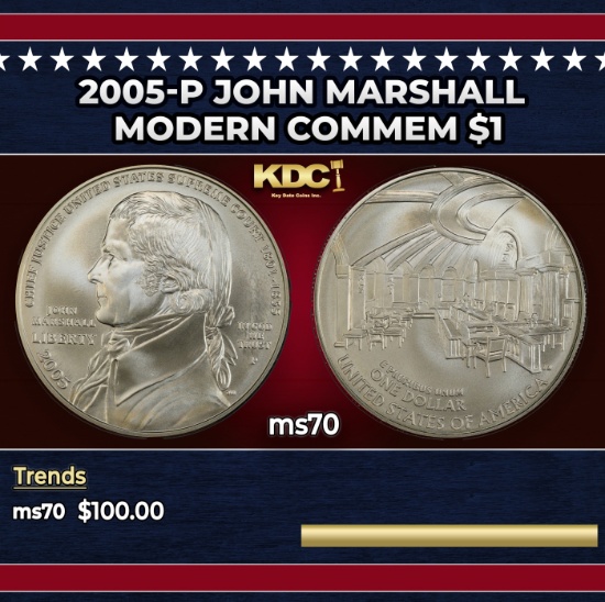 2005-P John Marshall Modern Commem Dollar $1 ms70 SEGS