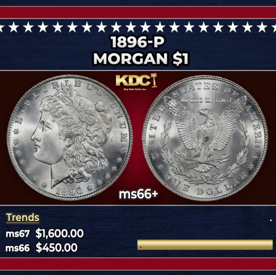 1896-p Morgan Dollar $1 ms66+ SEGS