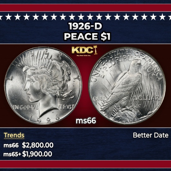 1926-d Peace Dollar $1 ms66 SEGS