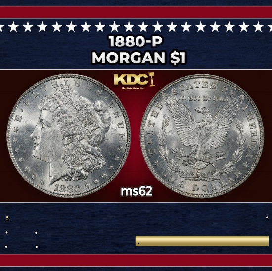 1880-p Morgan Dollar $1 Grades ms62