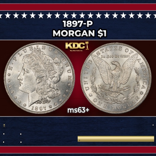 1897-p Morgan Dollar $1 Grades ms63+