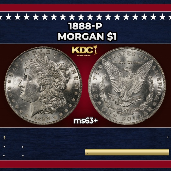 1888-p Morgan Dollar $1 Grades ms63+