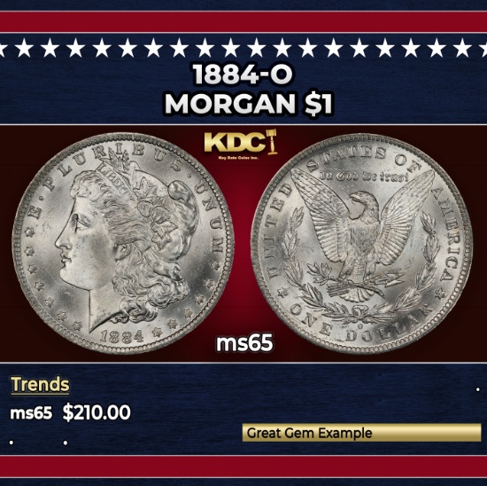 1884-o Morgan Dollar $1 Grades ms65