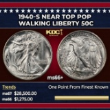 1940-s Walking Liberty Half Dollar Near Top Pop 50c ms66+ SEGS